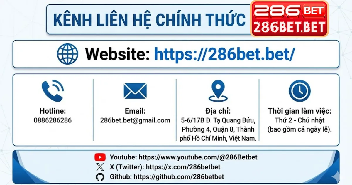286BET - Trang Chủ Nhà Cái Uy Tín Thế Hệ Mới 2026 Hotline và các kênh liên hệ 286bet chính thức